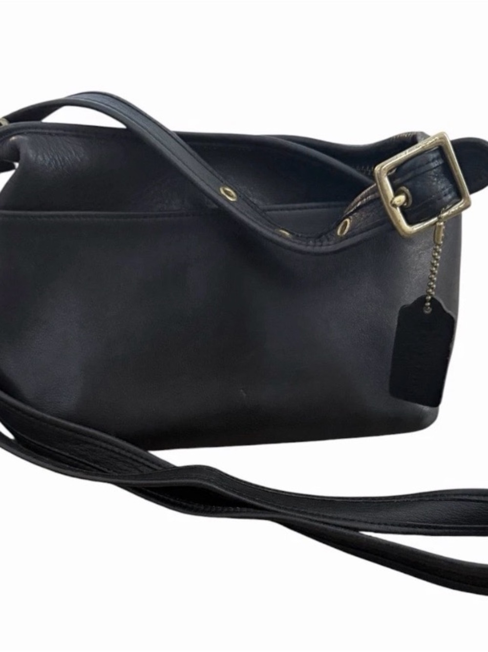 Vintage Coach Black Leather Small Shoulder Bag